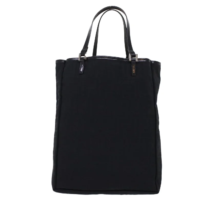 FENDI Zucchino Canvas Tote Bag Nylon Leather Black  49283