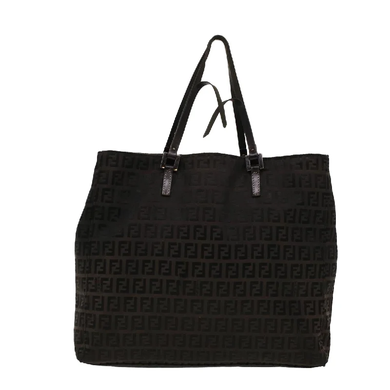 FENDI Zucchino Canvas Tote Bag Black 32028BH019028  rd5035