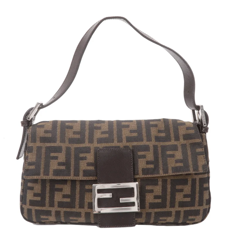 FENDI Zucca Mamma Baguette Canvas Leather Shoulder Bag 29424