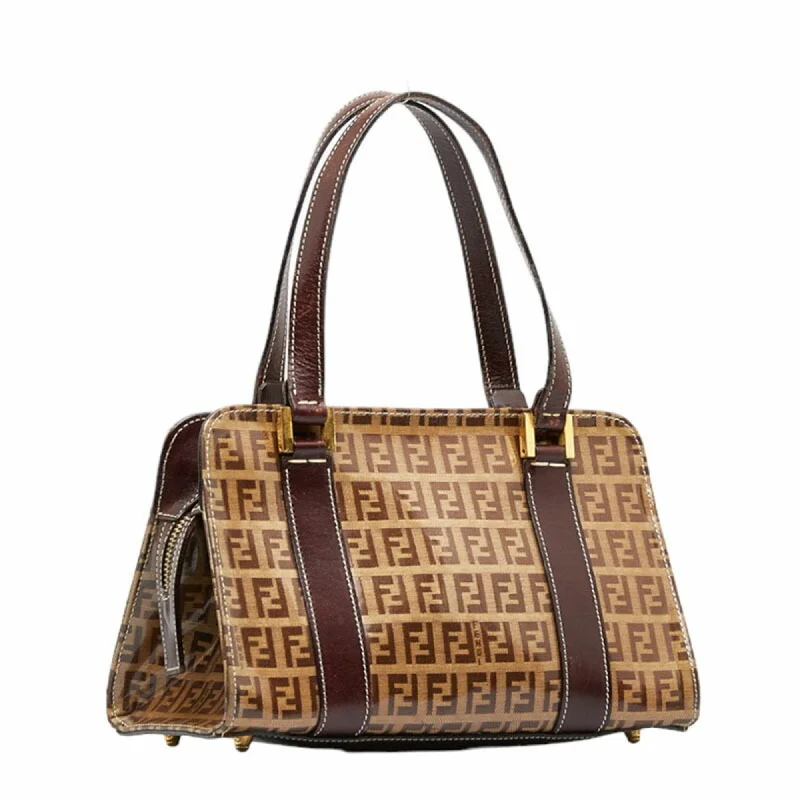 FENDI Zucchino handbag beige brown PVC leather ladies